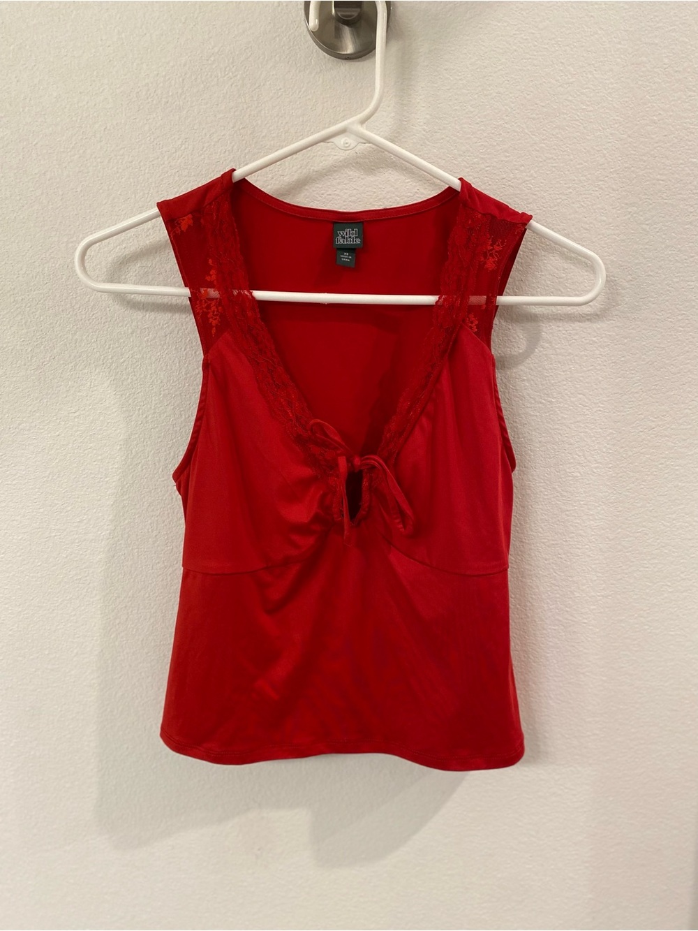 Red Lace Babydoll Lace Tie Tank